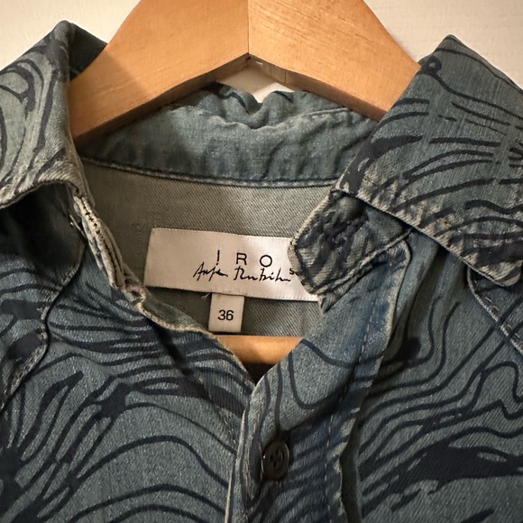 IRO Denim Printed Shirt Sz 36 - Picture 3 of 5